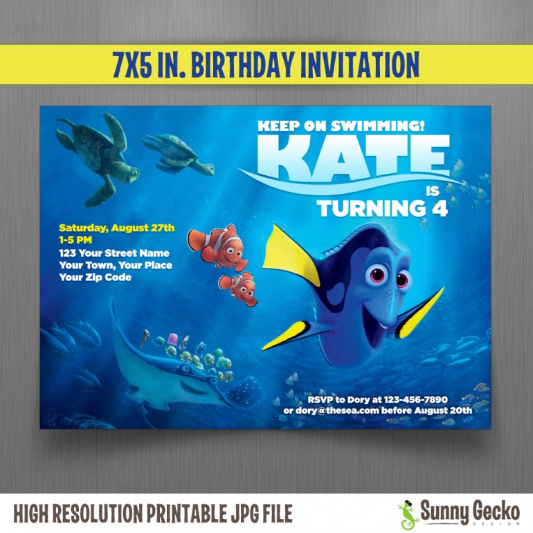 Finding Dory 7x5 in. Birthday Party Invitation